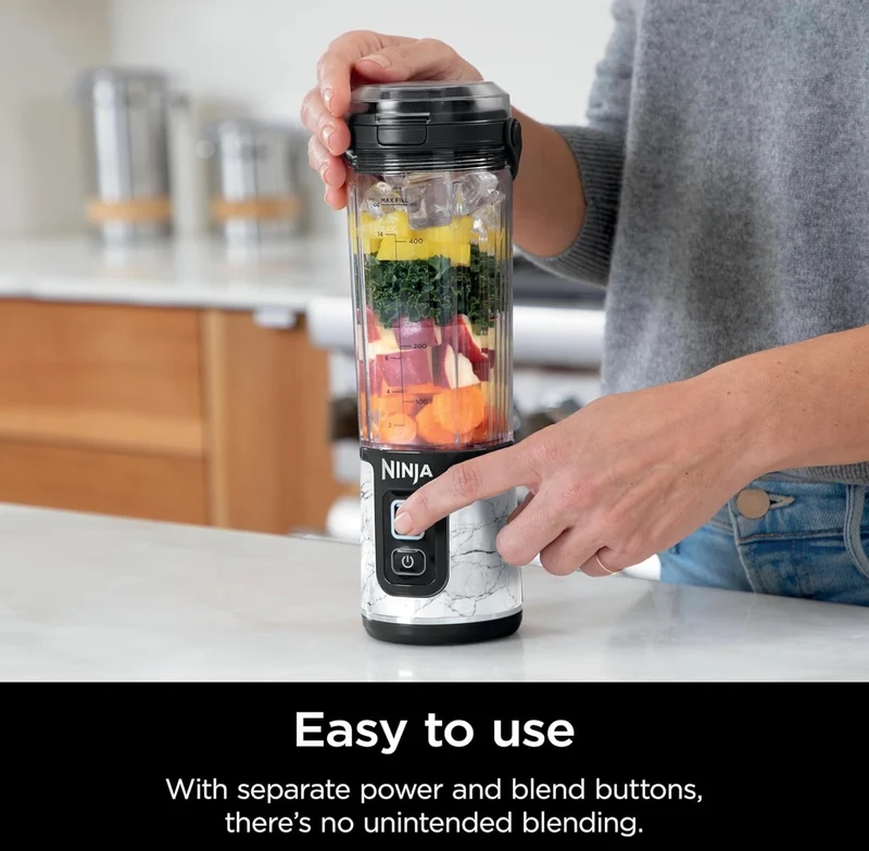 Ninja Blast Portable Blender, Cordless, 18oz. Vessel, Personal Blender BPA Free, Leakproof Lid & Sip Spout, USB-C Rechargeable, Dishwasher Safe Parts - Marble White BC152MW