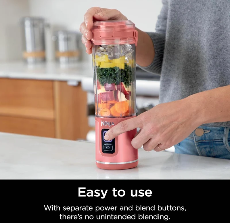Ninja Blast Portable Blender, Cordless, 18oz. Vessel, Personal Blender BPA Free, Leakproof Lid & Sip Spout, USB-C Rechargeable, Dishwasher Safe Parts - Red Clay - BC151RY