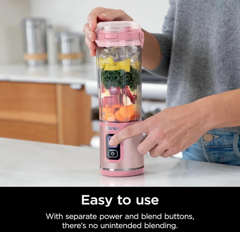Ninja Blast Portable Blender, Cordless, 18oz. Vessel, Personal Blender BPA Free, Leakproof-Lid and Sip Spout, USB-C Rechargeable, Dishwasher Safe Parts - Tinted Pink(BC151PK)