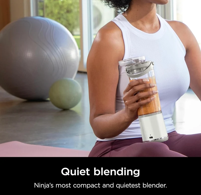 Ninja BC155PS Blast Two-Pack Portable Blender, Cordless, 18oz. Vessel, Personal Blender BPA Free, Leakproof-Lid & Sip Spout, Rechargeable, Dishwasher Safe Parts - Peach & Stone