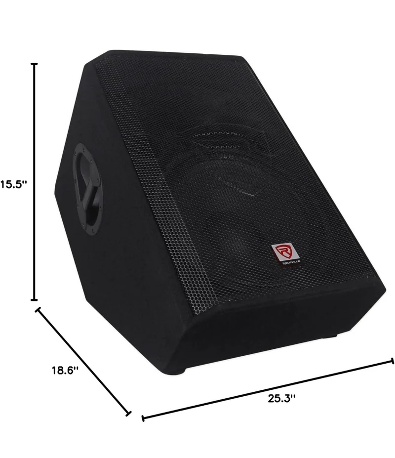 Rockville RSM15A 15" 1400 Watt 2-Way Powered Active Stage Floor Monitor Speaker