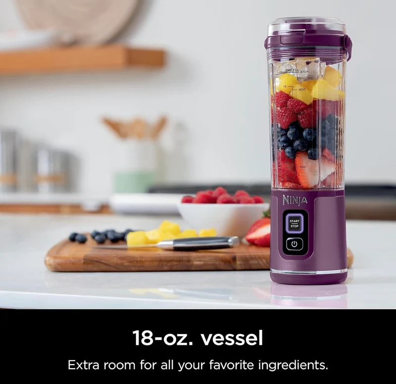 Ninja BC151PR Blast Portable Blender, Cordless, 18oz. Vessel, Personal Blender BPA Free, Leakproof-Lid & Sip Spout, USB-C Rechargeable, Dishwasher Safe Parts - Passion Fruit