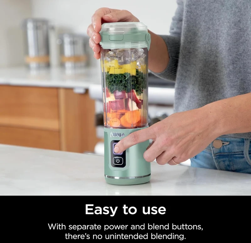 Ninja Blast Portable Blender, Cordless, 18oz. Vessel, Personal Blender BPA Free, Leakproof-Lid and Sip Spout, USB-C Rechargeable, Dishwasher Safe Parts -Tinted Mint BC151MT