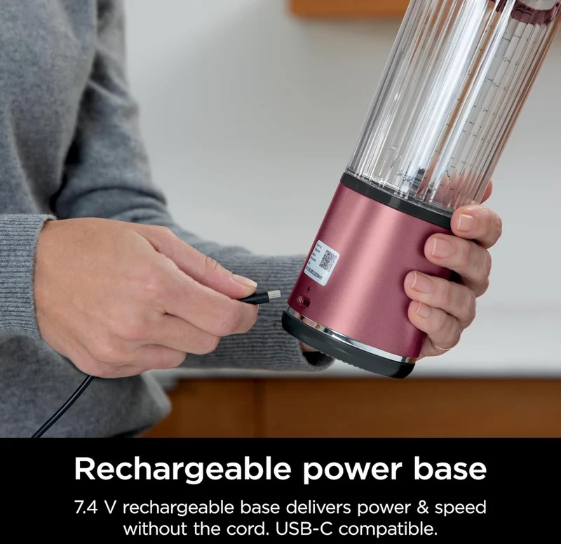 Ninja Blast Portable Blender, Cordless, 18oz. Vessel, Personal Blender BPA Free, Leakproof-Lid and Sip Spout, USB-C Rechargeable, Dishwasher Safe - Metallic Cherry - BC151RD
