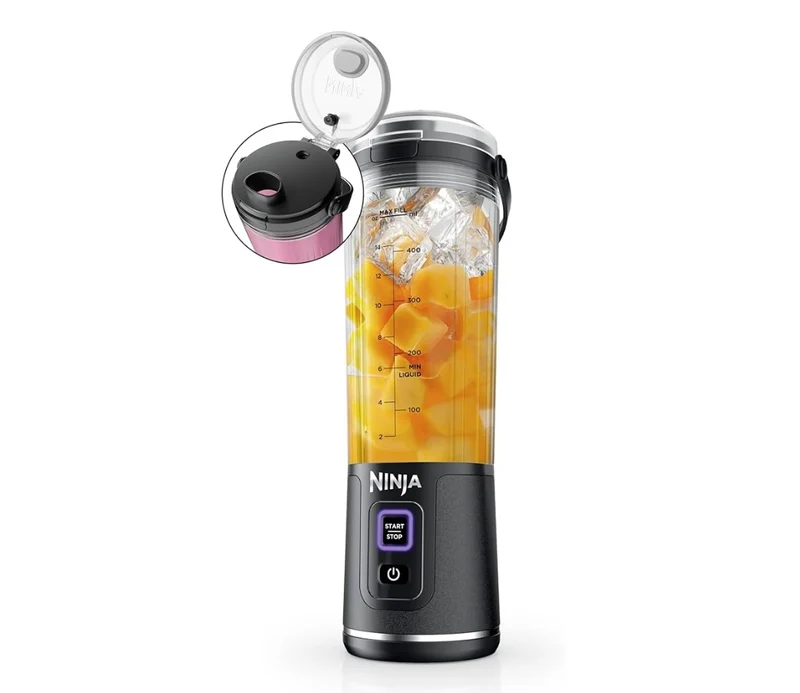 Ninja Blast Portable Blender, Cordless, 18oz. Vessel, Personal Blender BPA Free, Leakproof-Lid and Sip Spout, USB-C Rechargeable, Dishwasher Safe, Metallic - Black BC151MB