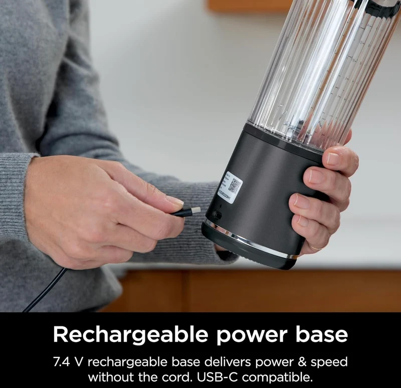 Ninja Blast Portable Blender, Cordless, 18oz. Vessel, Personal Blender BPA Free, Leakproof-Lid and Sip Spout, USB-C Rechargeable, Dishwasher Safe, Metallic - Black BC151MB