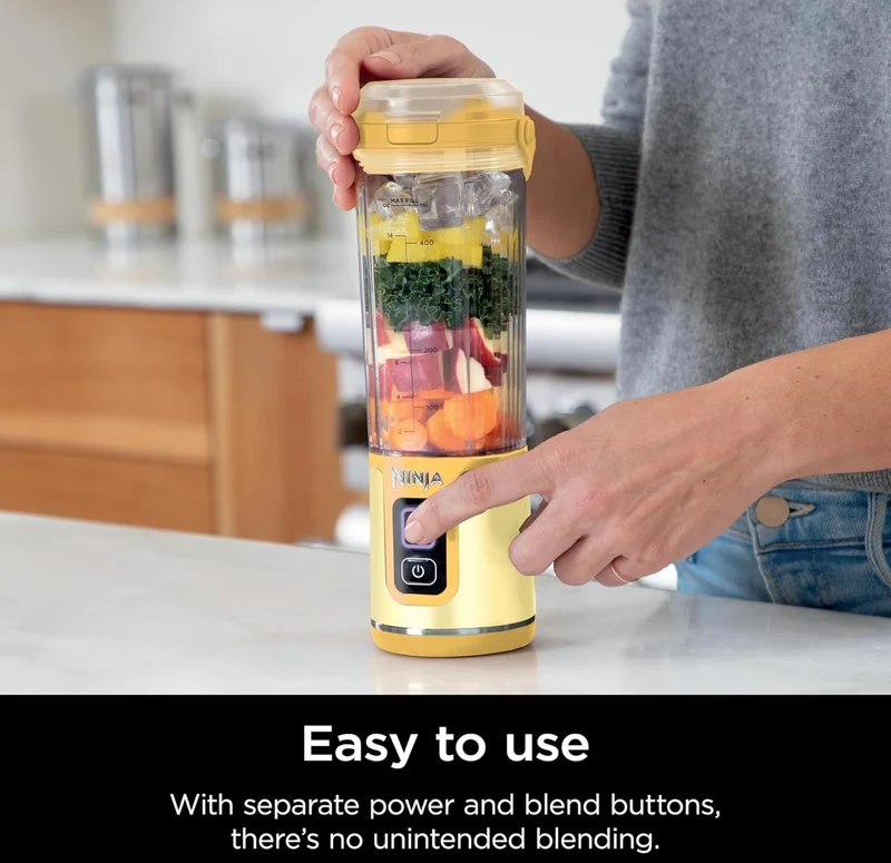 Ninja Blast Portable Blender, Cordless, 18oz. Vessel, Personal Blender BPA Free, Leakproof-Lid and Sip Spout, USB-C Rechargeable, Dishwasher Safe - Lemon Meringue (BC151LB)
