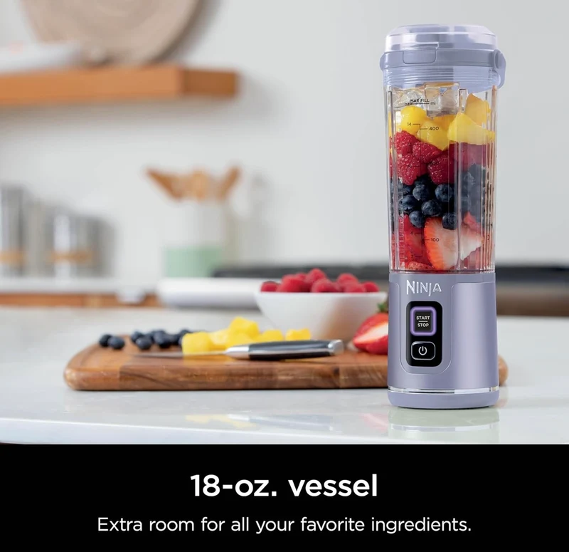 Ninja Blast Portable Blender, Cordless, 18oz. Vessel, Personal Blender BPA Free, Leakproof-Lid and Sip Spout, USB-C Rechargeable, Dishwasher Safe - Tinted Lavender (BC151LD)