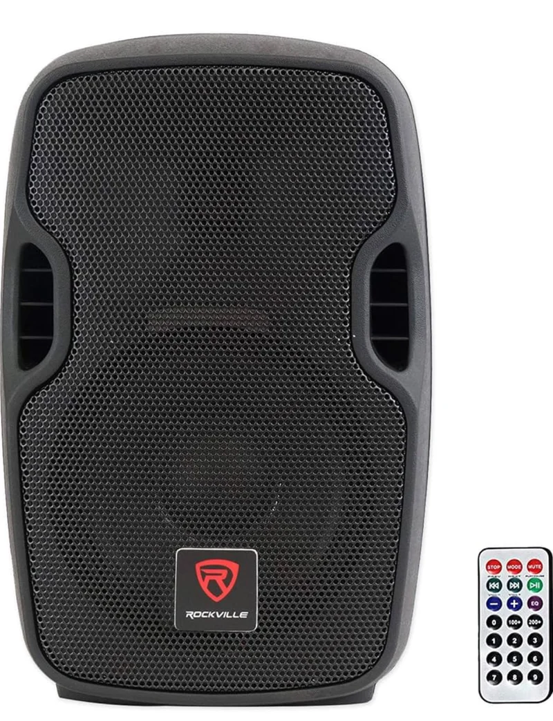 Rockville BPA8 8" 300W Powered PA DJ Speaker with Bluetooth, XLR, 1/4", RCA, 1/8" Inputs, USB/SD Music Player, Deep Bass, Remote Included