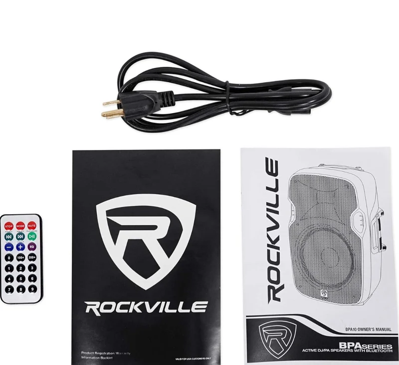 Rockville BPA10 10" 400W Powered PA DJ Speaker with Bluetooth, XLR, 1/4", RCA, 1/8" Inputs, USB/SD Music Player, Deep Bass, Remote Included