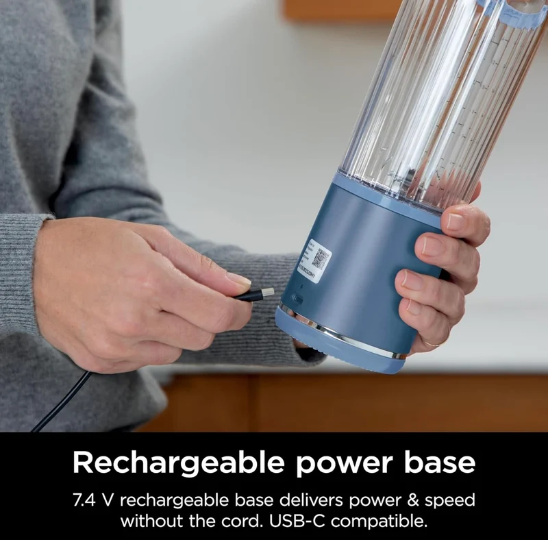 Ninja Blast Portable Blender, Cordless, 18oz. Vessel, Personal Blender BPA Free, Leakproof-Lid and Sip Spout, USB-C Rechargeable, Dishwasher Safe Parts - Denim Blue (BC151ND)