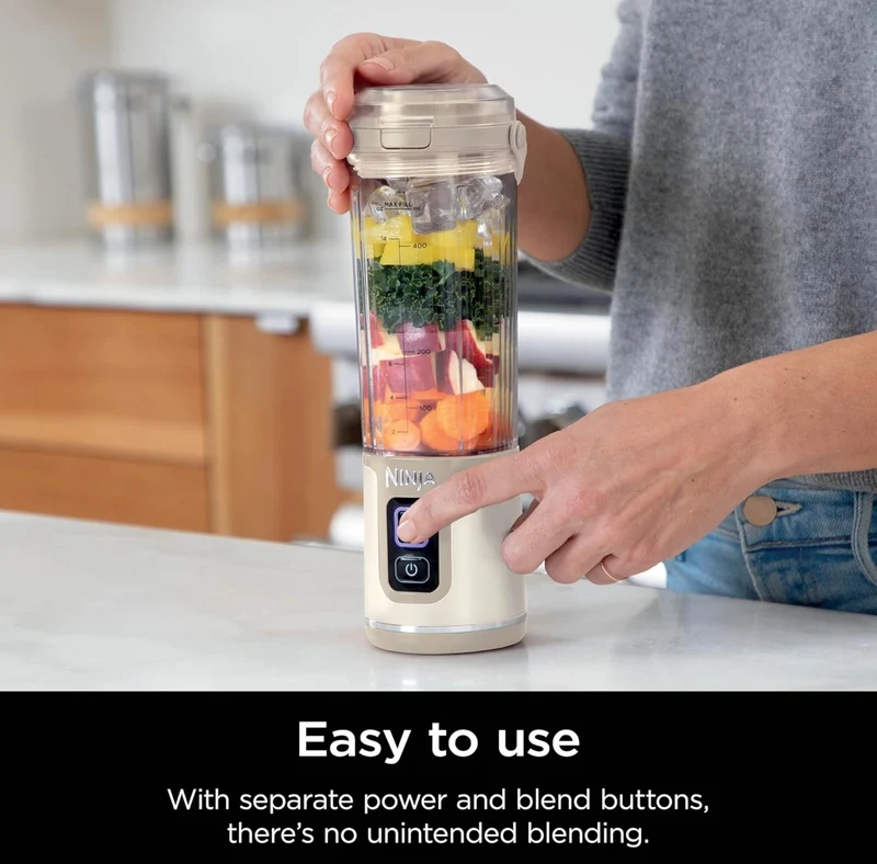 Ninja Blast Portable Blender, Cordless, 18oz. Vessel, Personal Blender BPA Free, Leakproof Lid & Sip Spout, USB-C Rechargeable, Dishwasher Safe Parts - Cream Sand (BC151CS)