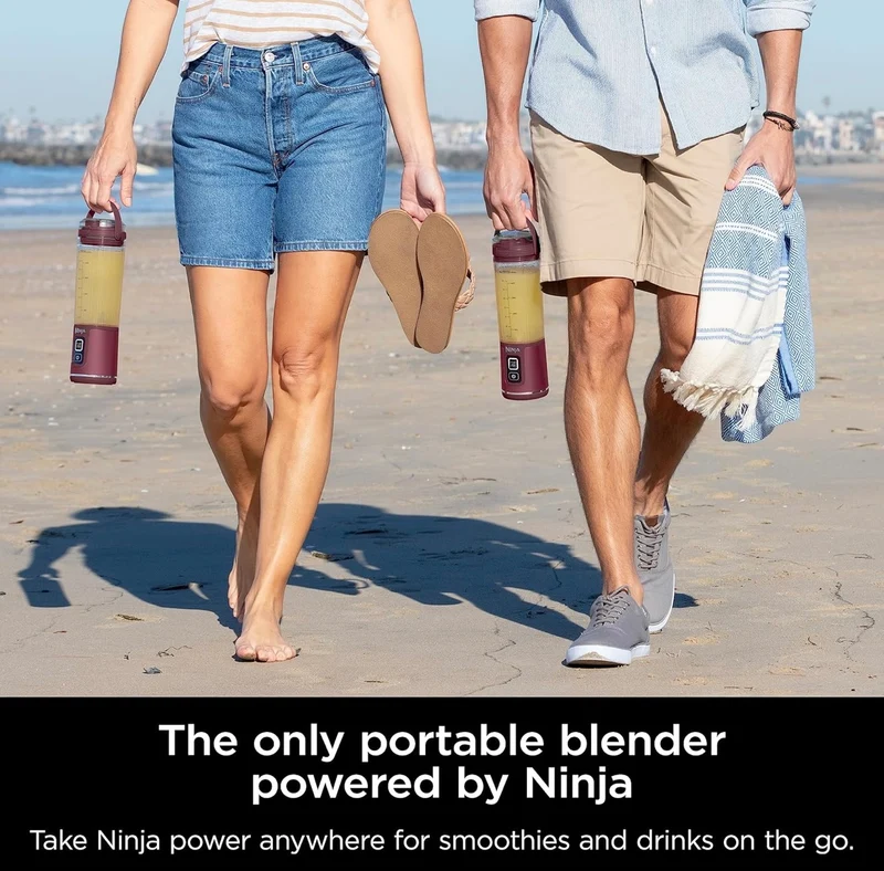 Ninja BC151CR Blast Portable Blender, Cordless, 18oz. Vessel, Personal Blender BPA Free, Leakproof-Lid & Sip Spout, USB-C Rechargeable, Dishwasher Safe Parts - Cranberry Red