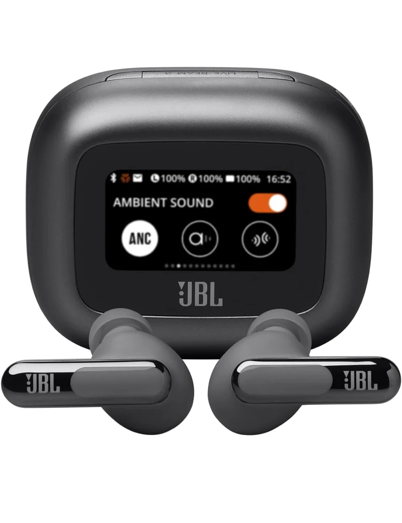 JBL Live Beam 3 - True Wireless Noise-Cancelling Stick-Closed Earbuds, 48Hrs Total Playback, Wireless Charging, 6 Mics for Perfect Calls, Multi-Point Connection, IP55 Waterproof and dustproof (Black)