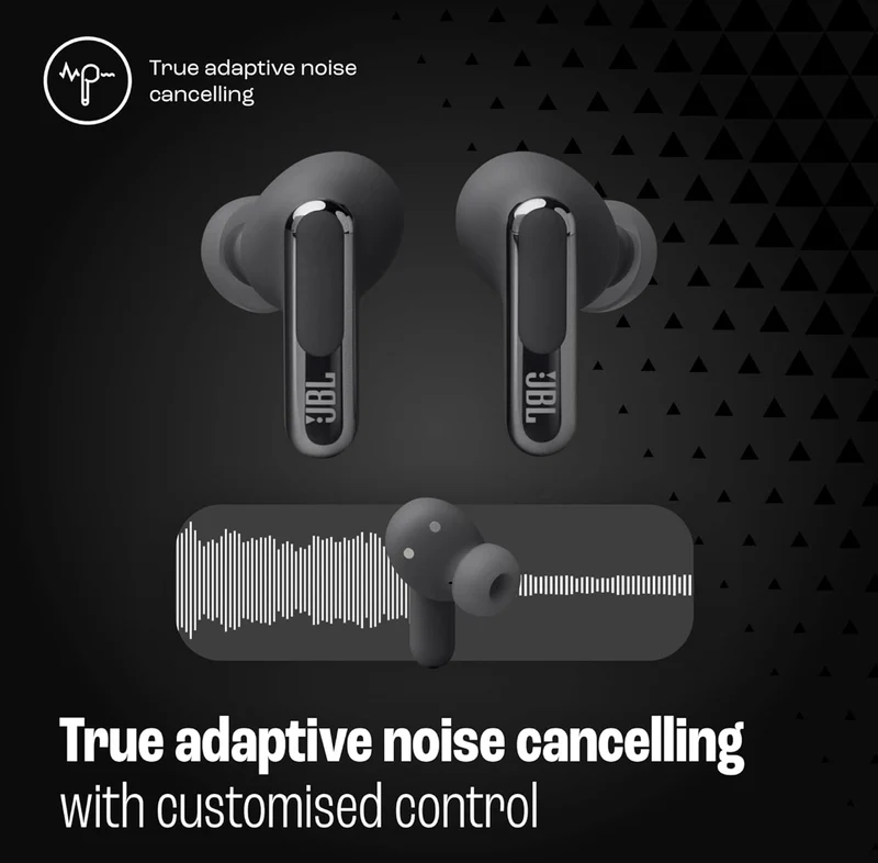 JBL Live Beam 3 - True Wireless Noise-Cancelling Stick-Closed Earbuds, 48Hrs Total Playback, Wireless Charging, 6 Mics for Perfect Calls, Multi-Point Connection, IP55 Waterproof and dustproof (Black)