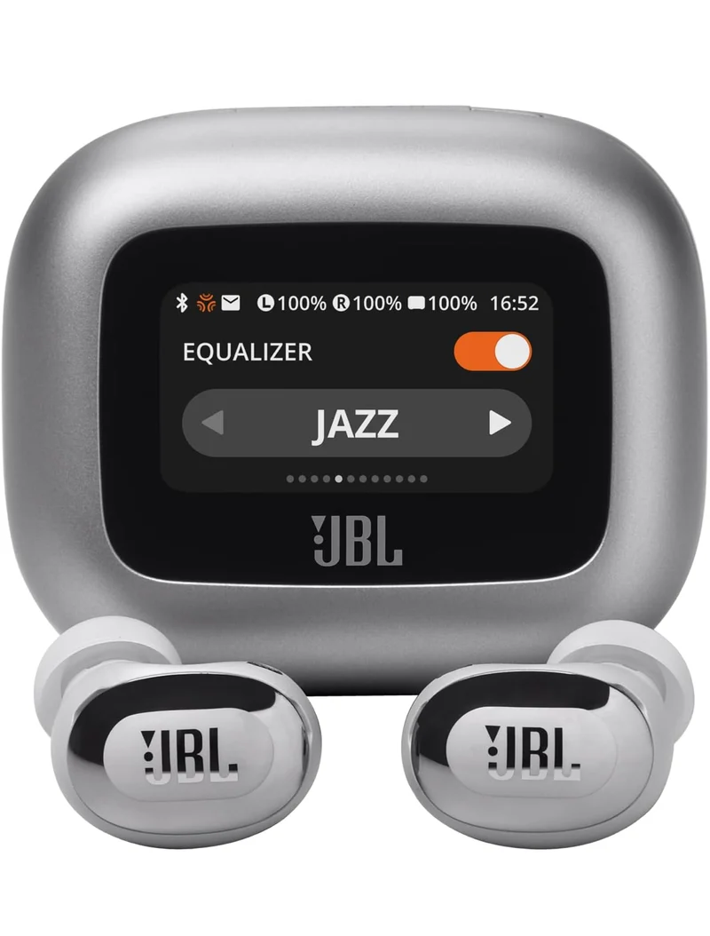 JBL Live Buds 3 - True Wireless Noise-Cancelling Bud-Type Earbuds, 40Hrs Total Playback, Wireless Charging, 6 Mics for Perfect Calls, Multi-Point Connection, IP55 Waterproof and dustproof (Silver)