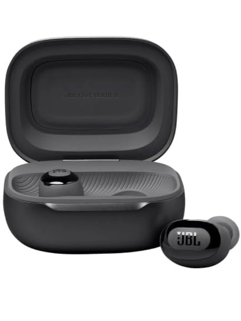 JBL Live Buds 3 - True Wireless Noise-Cancelling Bud-Type Earbuds, 40Hrs Total Playback, Wireless Charging, 6 Mics for Perfect Calls, Multi-Point Connection, IP55 Waterproof and dustproof (Black)
