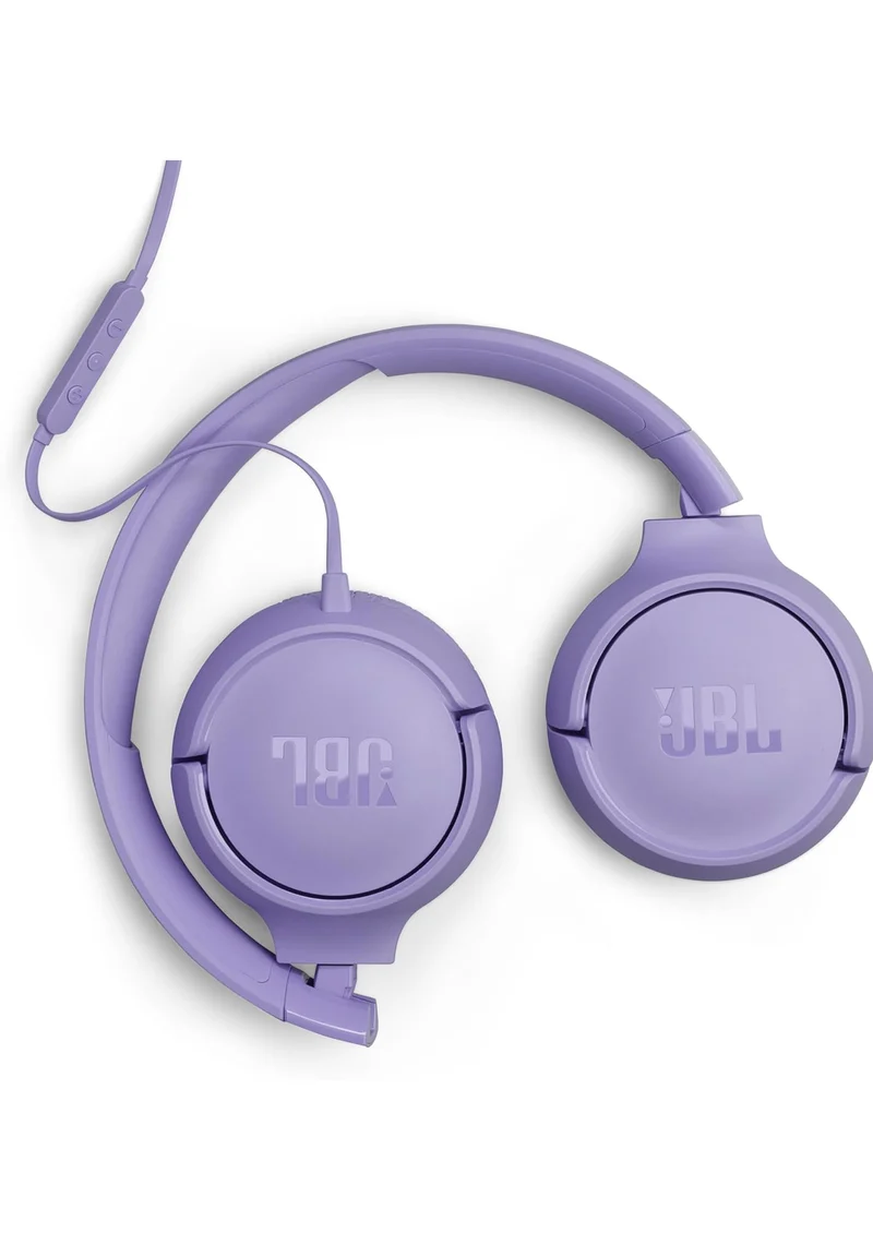 JBL Tune 520C - USB-C Wired on-Ear Headphones with Hi-Res Audio Support, Pure Bass Sound, Comfort fit, USB-C connectivity, 3-Button Remote with Microphone and EQ presets Control (Purple)