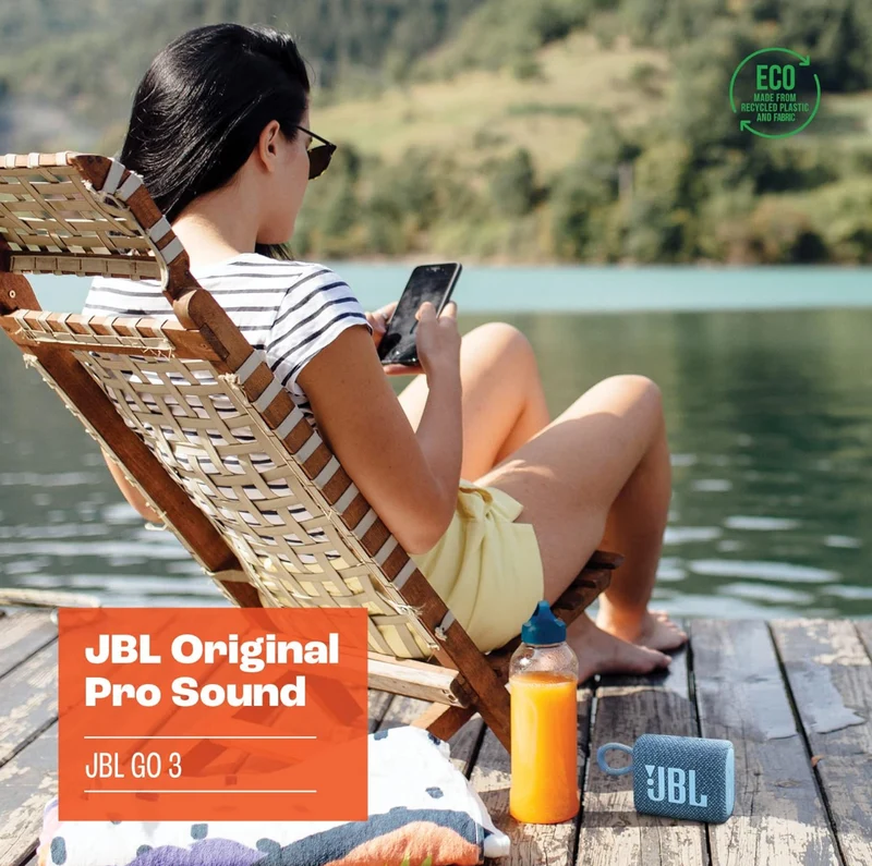 JBL Go 3 Eco - Portable Mini Bluetooth Speaker, big audio and punchy bass, IP67 waterproof- (Eco Green)