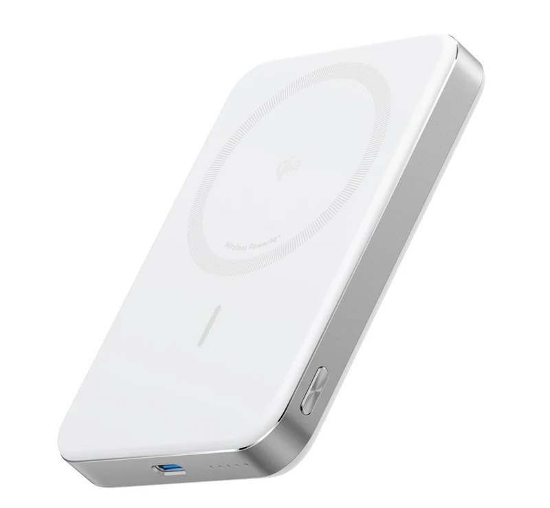 Anker MagGo Power Bank, Ultra Slim 10000mAh Magnetic Battery Pack, Qi2 Certified - WHITE