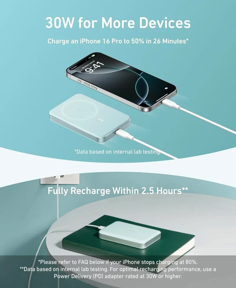 Anker MagGo Power Bank, Ultra Slim 10000mAh Magnetic Battery Pack, Qi2 Certified - NEW