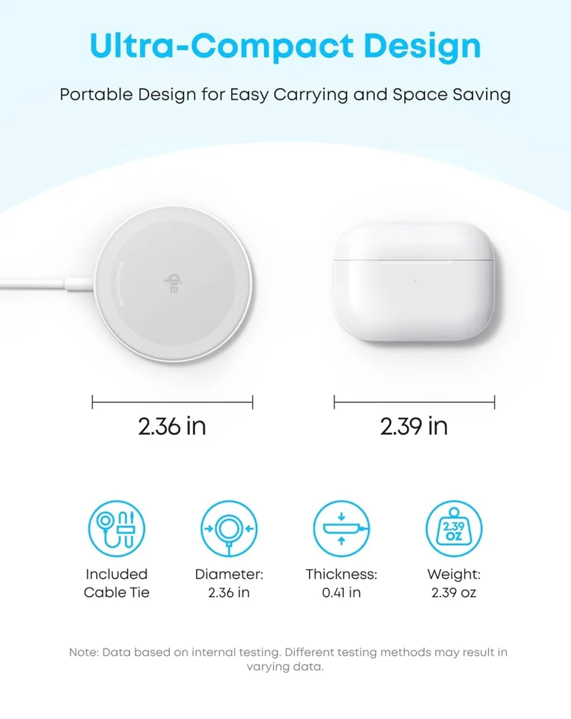 Anker Zolo Magnetic Wireless Charger Qi2 Certified 15W MagSafe Wireless Charging Pad- (White, 1 Pack)