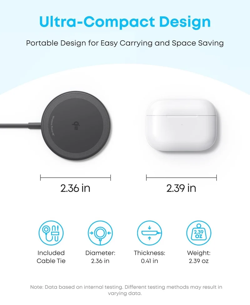 Anker Zolo Magnetic Wireless Charger Certified 15W MagSafe-Compatible Wireless Charging - (Black - 1 Pack)