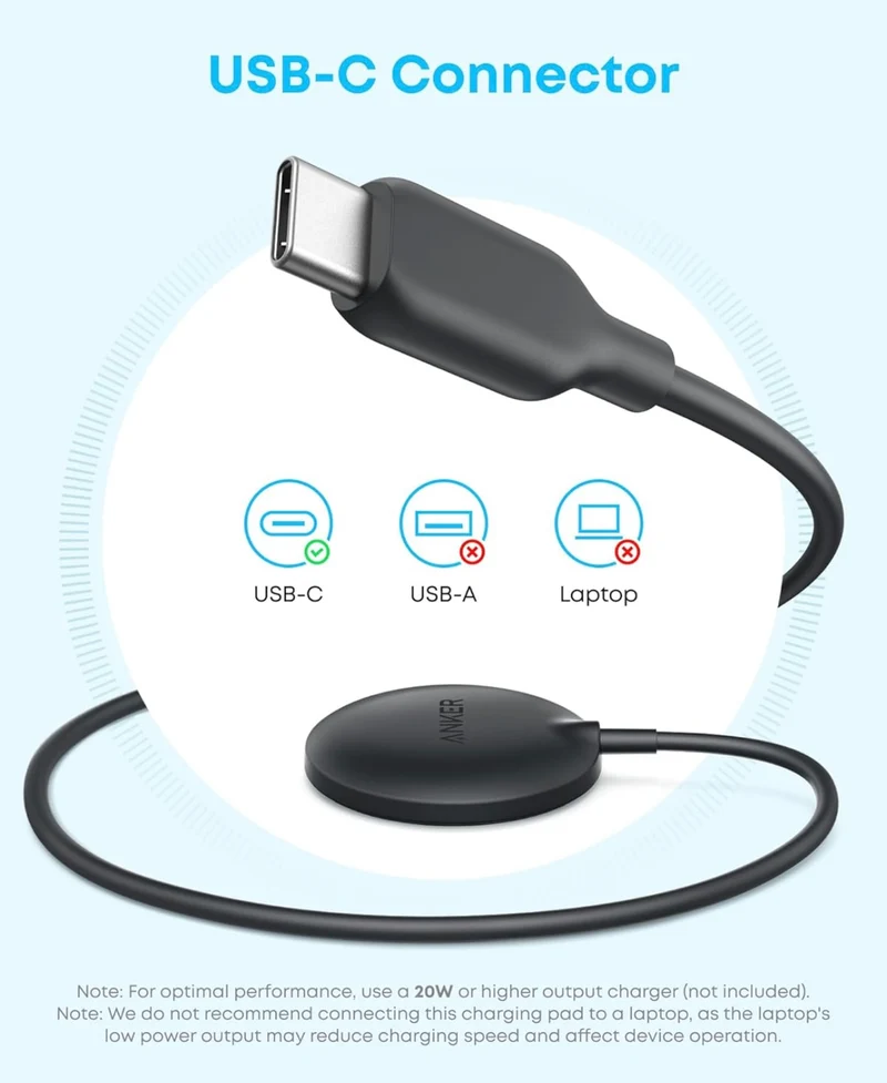 Anker Zolo Magnetic Wireless Charger Certified 15W MagSafe-Compatible Wireless Charging - (Black - 1 Pack)