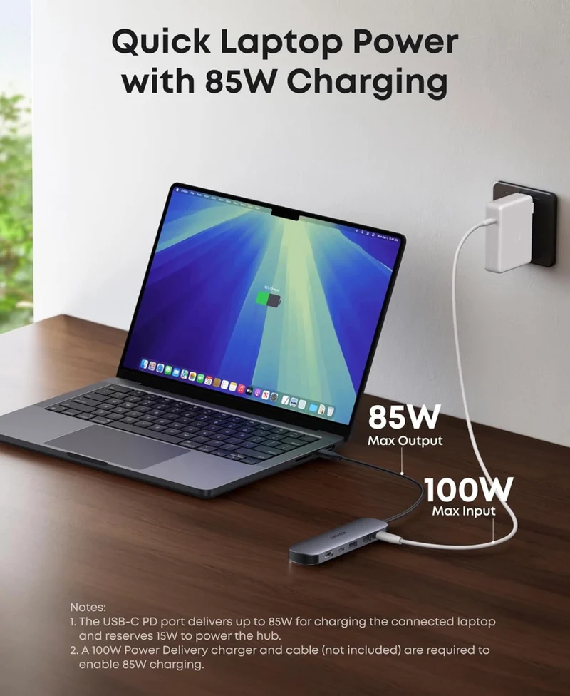 Anker USB C Hub, 7-in-1 Multi-Port USB Adapter USB C to HDMI Splitter for Type C Devices (Charger Not Included)