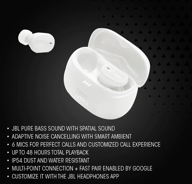 JBL Tune Buds 2 - True Wireless Noise Cancelling Earbuds Spatial Sound - (White)