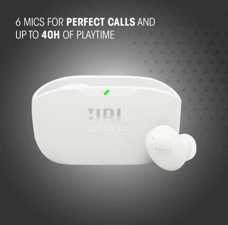JBL Vibe Buds 2 - True Wireless Noise Cancelling Earbuds Pure Bass Sound & Smart Ambient - (White)