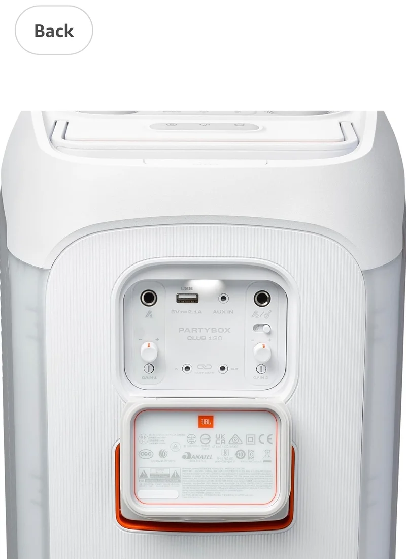 JBL PartyBox Club 120 - Portable Party Speaker with Foldable Handle - (White)