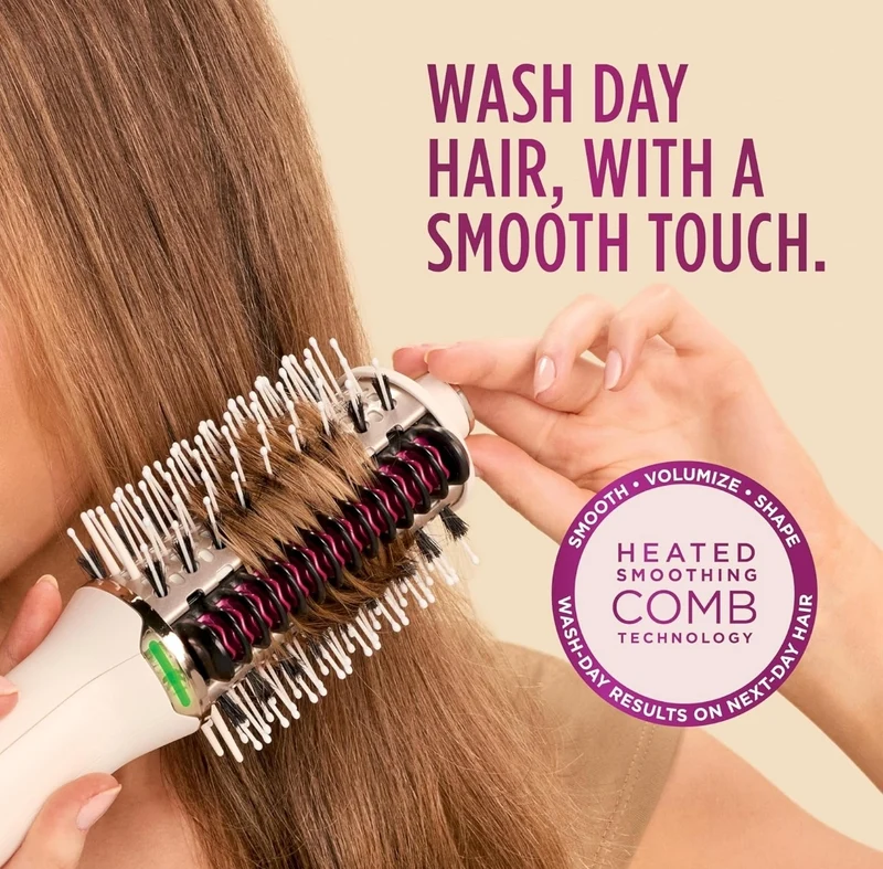 Shark HT202 SmoothStyle Heated Comb + Blow Dryer Brush, Dual Mode, for All Hair Types