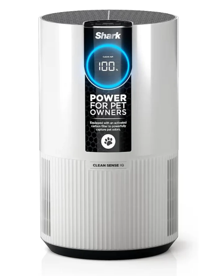 Shark Air Purifier For Home Pets, Allergies, Pet Hair, HEPA Air Filter, 500 Sq Ft, Small Room - WHITE