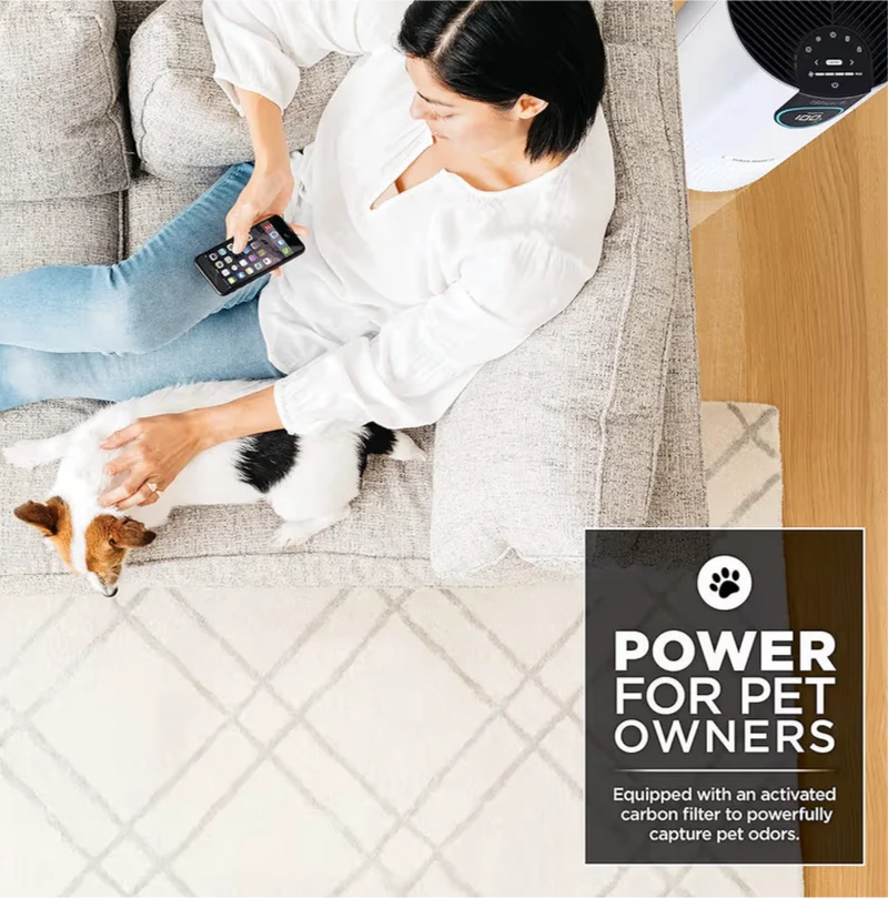 Shark Air Purifier For Home Pets, Allergies, Pet Hair, HEPA Air Filter, 500 Sq Ft, Small Room - WHITE