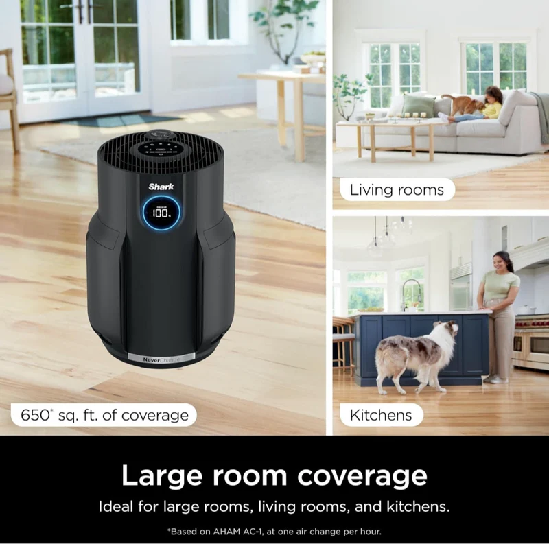 Shark Air Purifiers for Home Large Room w/ 5 Year HEPA Filter Odor Neutralizer - Charcoal