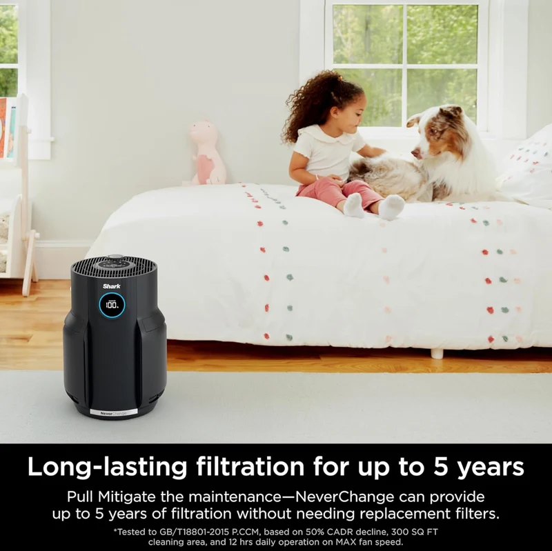 Shark Air Purifiers for Home Large Room w/ 5 Year HEPA Filter Odor Neutralizer - Charcoal