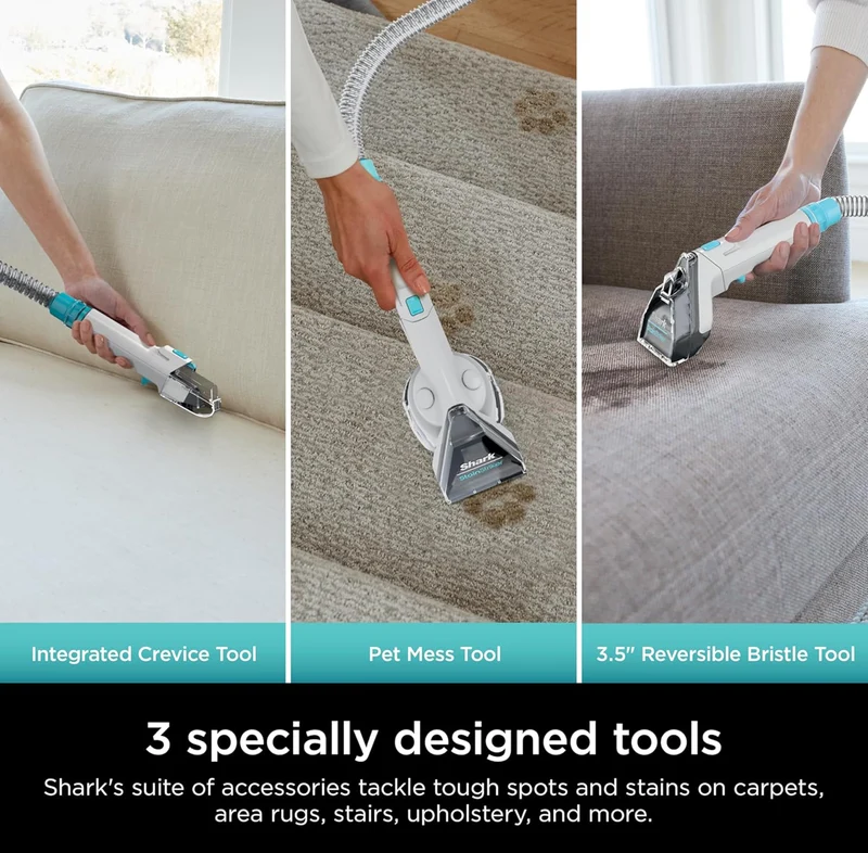 Shark StainStriker Portable Carpet, Upholstery & Area Rug Cleaner with Pet Mess Tool - White
