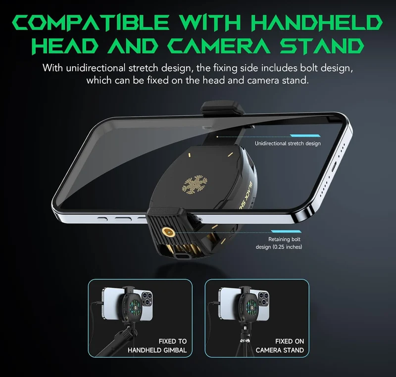 Black Shark Phone Cooler for Gaming FunCooler 4, Wired Mobile Phone Cooling Fan Lightweight Quiet with RGB Light