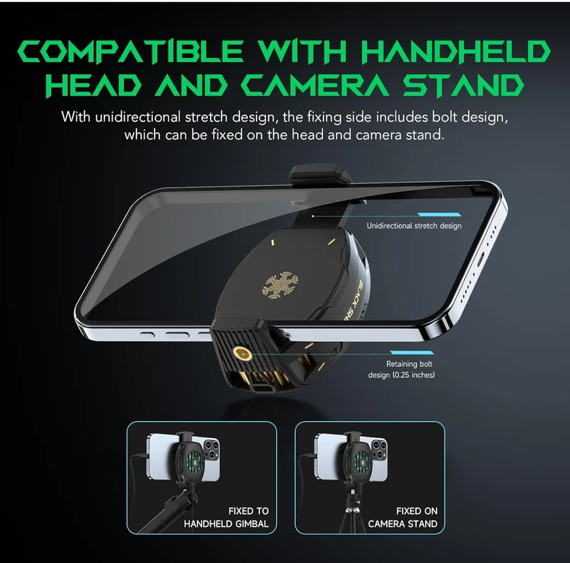Black Shark Phone Cooler for Gaming FunCooler 4, Wired Mobile Phone Cooling Fan Lightweight Quiet with RGB Light