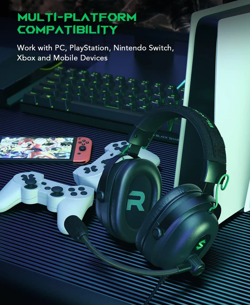 Black Shark Gaming Headset with Noise Canceling Over-Ear Headphones - NEW