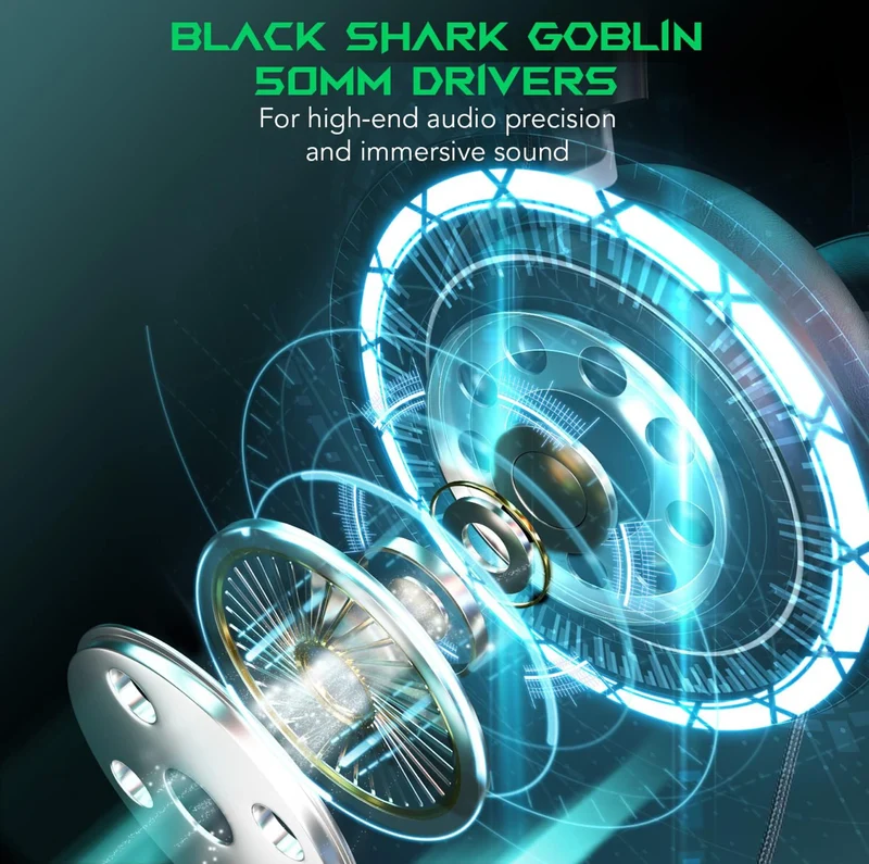Black Shark Gaming Headset 7.1 Spatial Surround Sound, Detachable Noise Cancelling w/ 3.5 mm Audio Jack - NEW