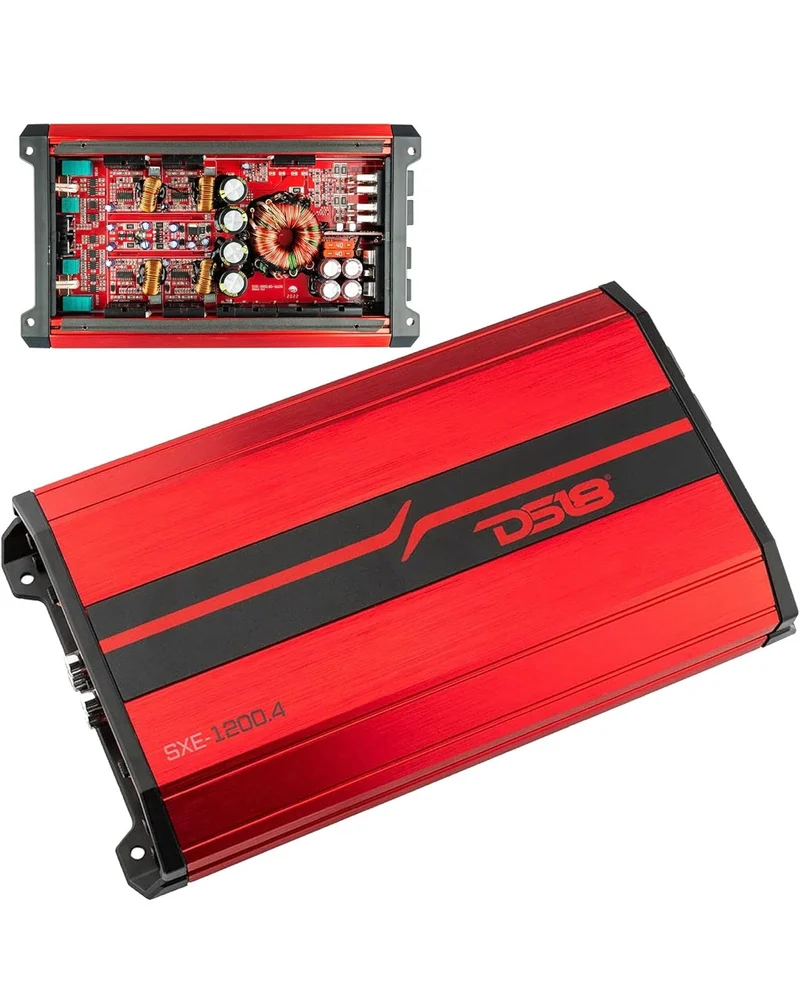 DS18 SXE-1200.4/RD Car Amplifier Stereo Full-Range Class A/B 4-Channel @4 OHM 1200 Watts - Powerful and Compact Amp - NEW