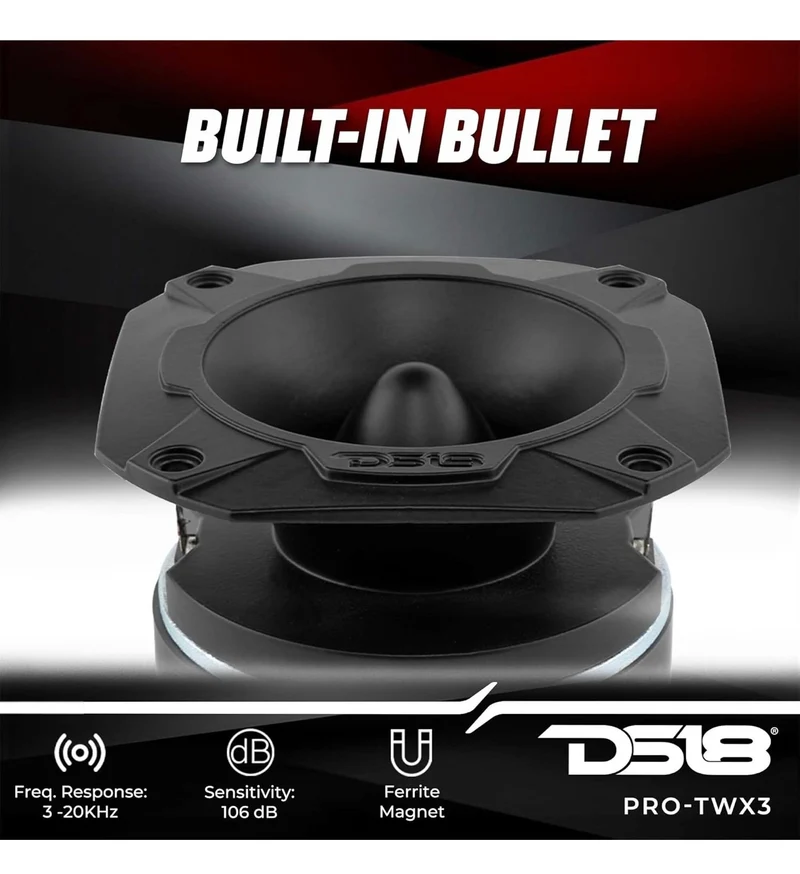 DS18 PRO-TWX3 4" Super Bullet Tweeter 480 Watts 1.5" Aluminum 4-Ohm(1 PC)