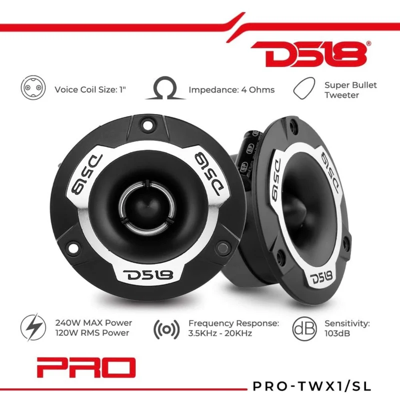 DS18 PRO-TWX1 Super Tweeter 1" Built in Crossover - PRO Tweeters - Pair