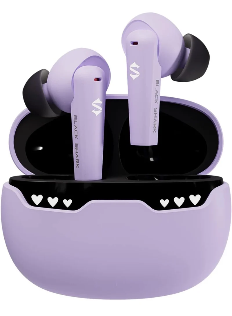 Black Shark Wireless Earbuds w/ LED Light, 45ms Ultra Low Latency - IPX5 Waterproof - Purple