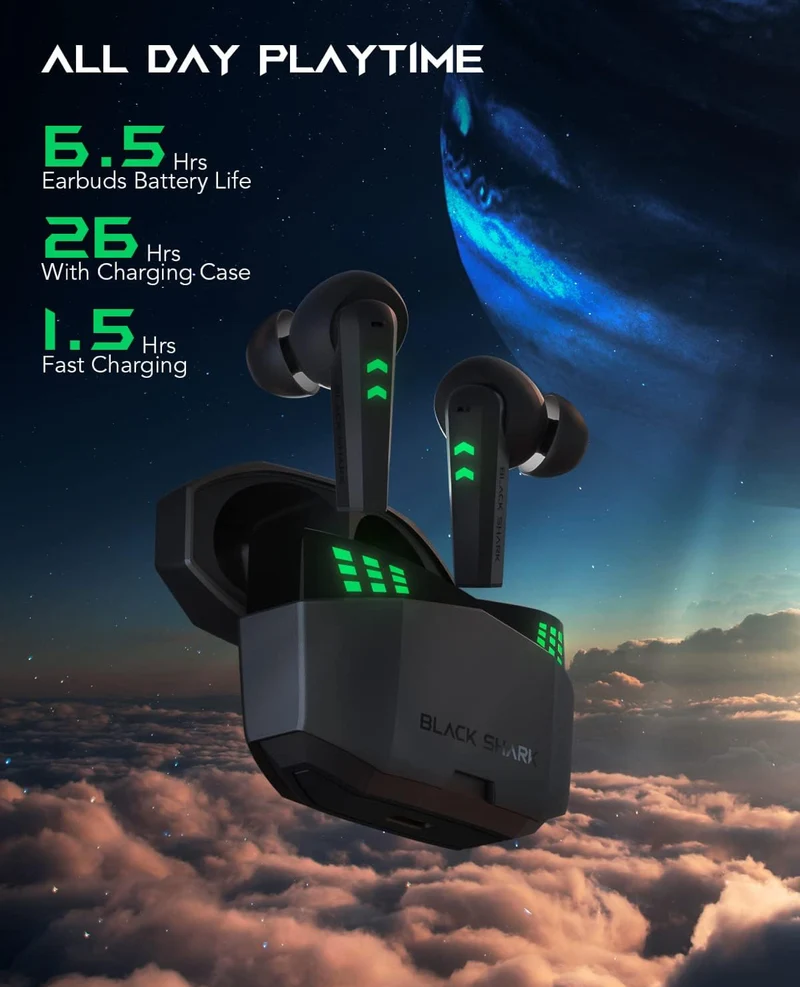 Black Shark Bluetooth Earbuds w/ 0.035s Ultra-Low Latency Noise Cancelling Microphones