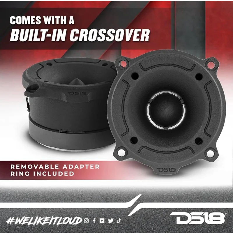 DS18 PRO-TW120B PRO Tweeter in Black - 3" 240W Max 4 Ohms, Built in Crossover - (Pair)