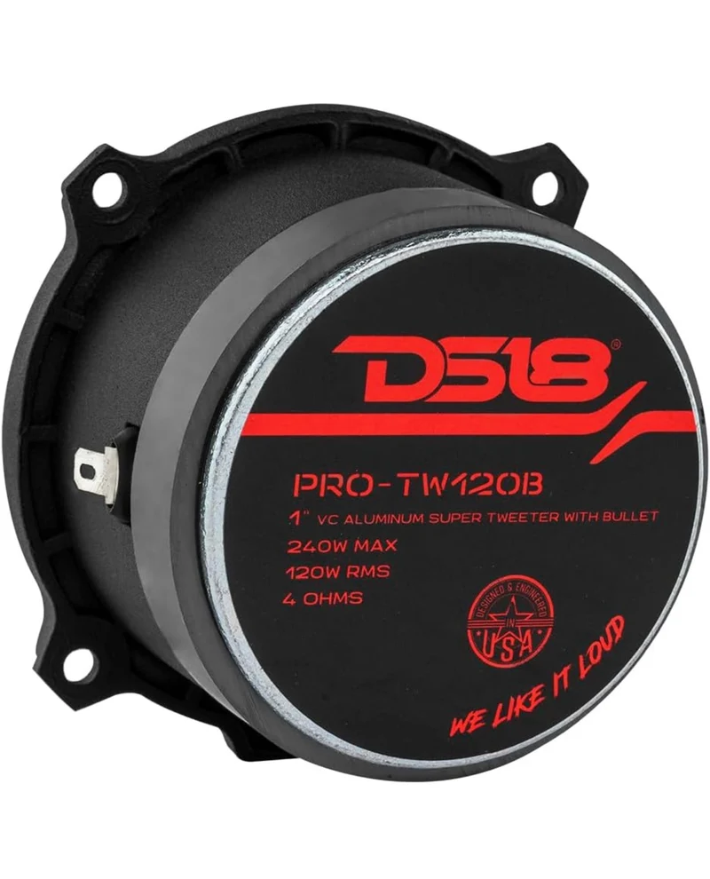 DS18 PRO-TW120B PRO Tweeter in Black - 3" 240W Max 4 Ohms, Built in Crossover - (Pair)