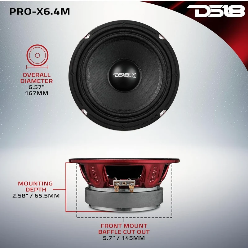 DS18 PRO-X6.4M Loudspeaker - 6.5" Midrange - 1 PC